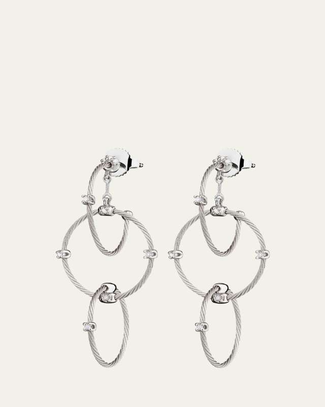 18k White Gold Diamond Link Earrings, 41mm